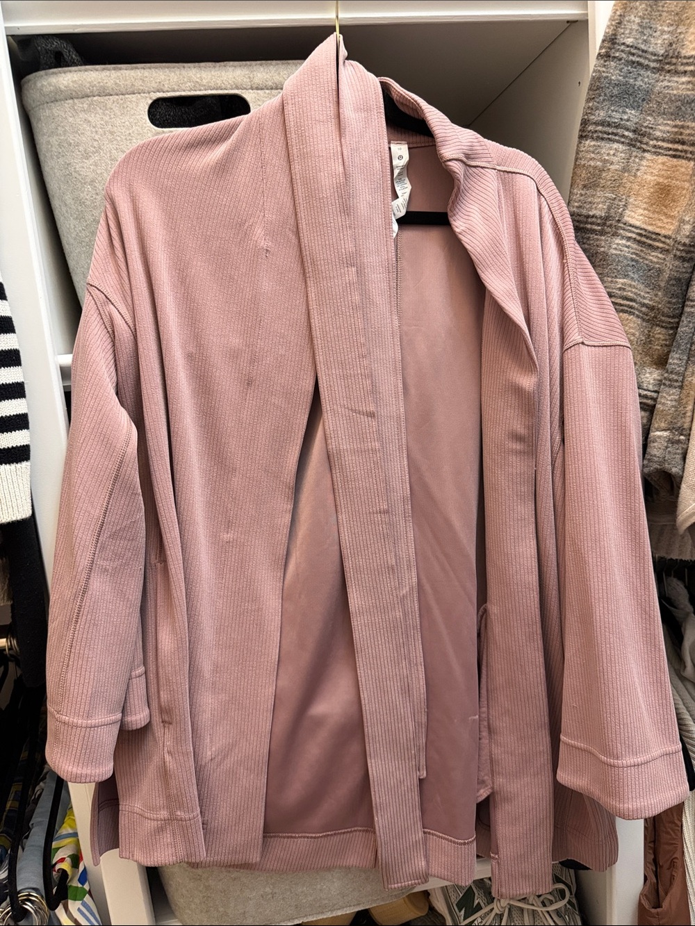 lululemon athletica Waffle Knit Open-Front Jacket in Dusty Rose